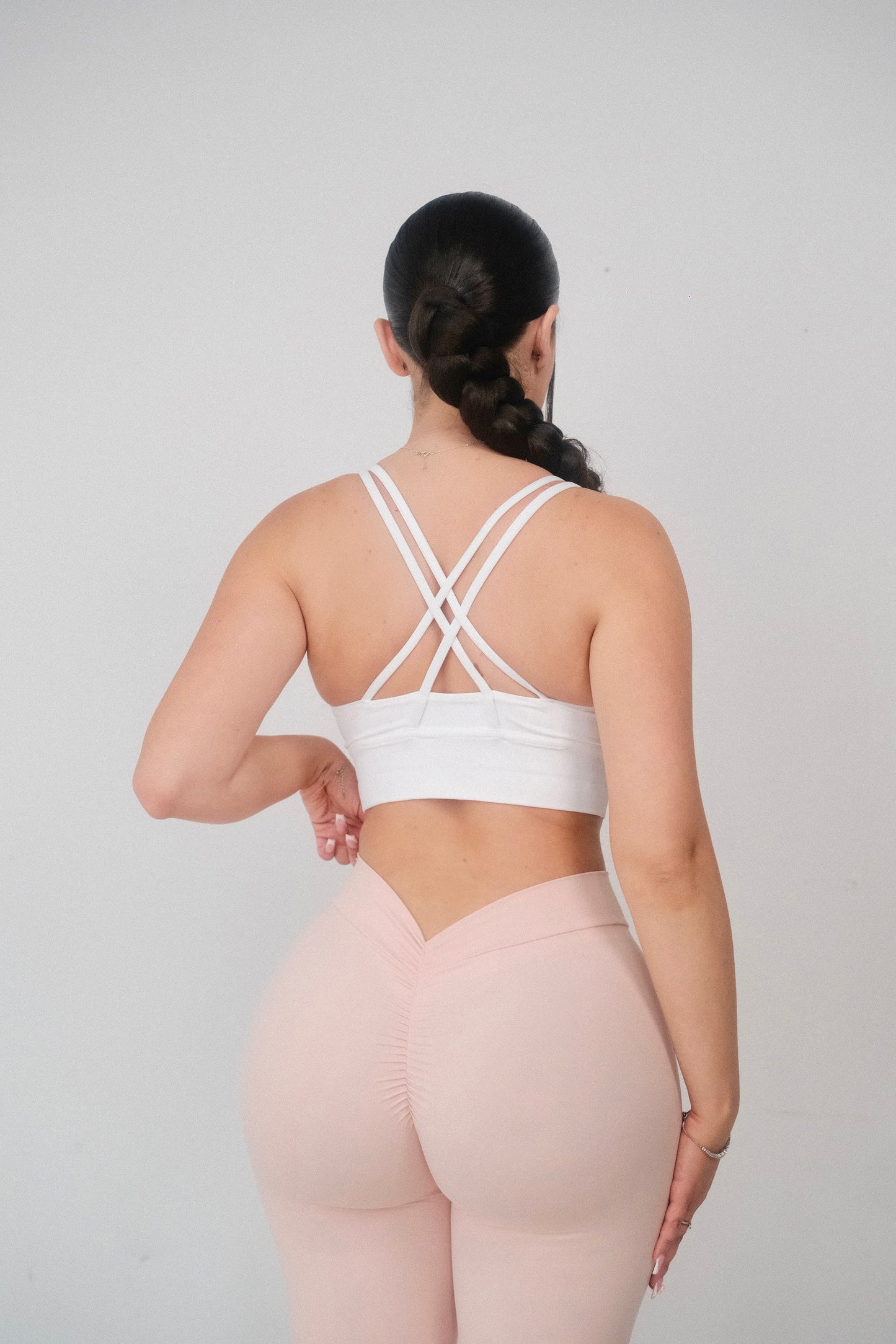 V-Back Leggings - Baby Pink