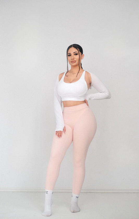 V-Back Leggings - Baby Pink